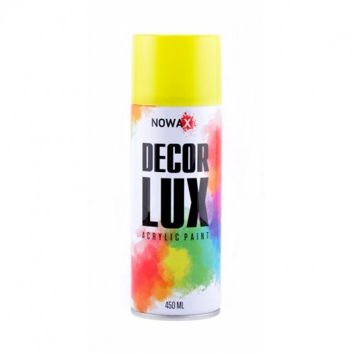 Акриловая флуоресцентная краска желтая NOWAX Decor Lux 450мл Акриловая флуоресцентная краска желтая NOWAX Decor Lux 450мл