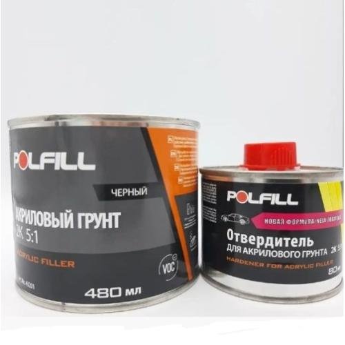 Polfill Почва акриловая Polfill 5:1 Eco 0.48l черный+зат.0,08l (43201)